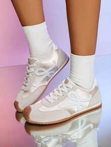 2025 Spring/Summer/Autumn Preppy Y2K Gym Casual Sneakers - Comfortable Breathable Lace-Up Rubber Low-Top Athletic Shoes For Women, Versatile