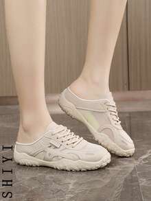 Fashionable Versatile Casual Simple Breathable Backless Sports Shoes - Beige - View 9