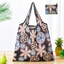 1 pezzo Borsa della spesa pieghevole, portatile, alla moda, impermeabile, di grande capacità, adatta per la spesa al supermercato, i viaggi, la conservazione di verdure/frutta/mobili/giocattoli