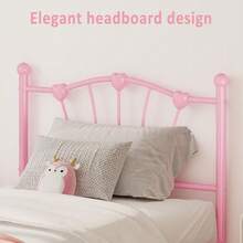 Danolapsi Twin Bed Frame,Metal Platform Bed Frame,Heart Shaped Metal Bed Frame With Headboard And Footboard,Noise Free Kids Bed Frame With Underbed Storage,No Box Spring Needed - Pink - View 5