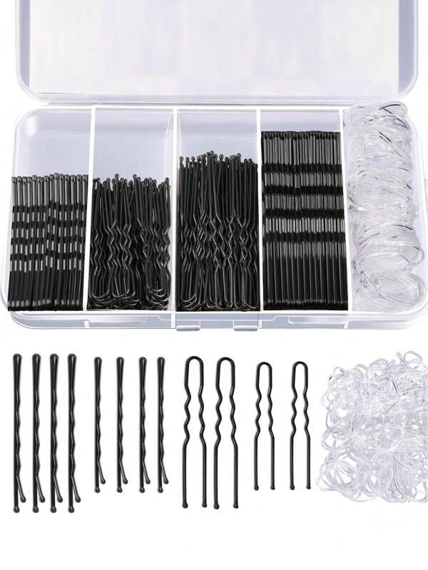 300 Peças Conjunto Básico de Acessórios para Cabelo, Presilhas em U e Presilhas Retas, Grampos de Cabelo, Tiaras de Cabelo