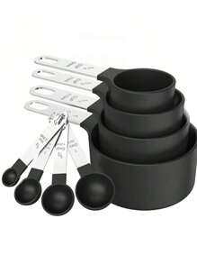 8pcs Measuring Cups & Spoons Set, Stackable Cups And Spoons, Nesting Measure Cups With Stainless Steel Handle, Kitchen Gadgets For Cooking & Baking