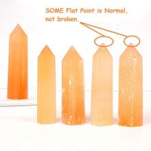 1pc High-Quality Orange Color Selenite Point - Geometric Faceted Crystal For Jewelry Making, DIY Crafts, Home Decor - Ideal For Christmas, Valentine's, Mother'S Day, Graduation Gifts, Jewelry Making Supplies