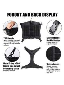 Tactical Dog Harness For Large Dogs, Tension Free Adjustable Pet Harness, Reflective Work Training Harness, Molle Vest With Handle, Easy Controllable Blast-Proof, Hook And Loop Panel, Pet Vest Style Dog Harness