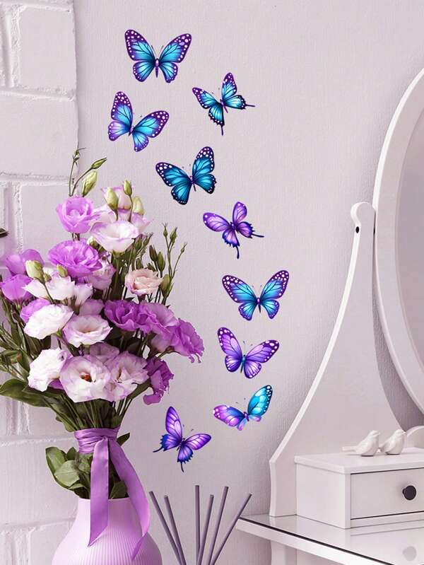 1pc Butterfly Wall Stickers, Butterfly Watercolor Wall Decals Peel And Stick Self-Adhesive Vinyl Wall Decals For Girls Bedroom Nursery Wall, Window, Door, Room Decor Wall Decor
