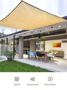 DELLNA 1 pièce de filet pare-soleil beige, protection UV à 90%, tissu de maille respirant, convient pour le balcon, la clôture, le patio, le jardin, le carport extérieur, la piscine, la volière, anti-UV