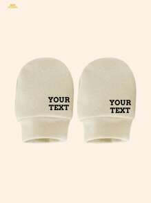 1 paar aangepaste naamlogo babywanten, pasgeboren zachte katoenen ziekenhuishandschoenen, geschikt voor jongens, meisjes, alle seizoenen, multifunctioneel, decoratief, letter, stijlvol, zacht, modern, kleurrijk, kawaii, schattig, casual, aangepast, gepersonaliseerd, uniek, op maat gemaakt, babycadeaus, ideale cadeaus voor hem, ideale cadeaus voor haar, zoon, dochter