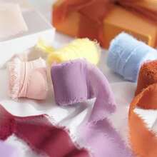 磨边雪纺丝带，干玫瑰色，婚礼花束绑带，腰带用品，圣诞节