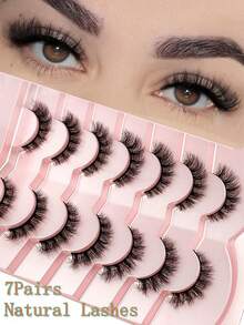 7Pairs Russian Inspired Cat Eye Mink Fake Eyelashes, Natural Looking D Curl Fluffy False Lashes Extension - Criss Cross lashes - View 6