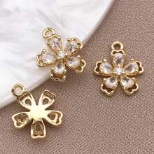 2/4/6pcs 18K Gold Plated Cubic Zirconia Flower Star Moon Charms Cute Angel Brass Charms Pendant For Jewelry Necklace Bracelets Earrings Making DIY Crafts