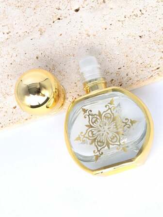 1 pièce Bouteille de parfum en verre doré de style de luxe de 15 ml avec des boules en verre, bouteilles de parfum en verre rechargeables vides, distributeur d'huiles essentielles et de parfums vintage pour la décoration de la maison - accessoires de voyage idéaux