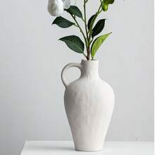 1pc Ceramic Farmhouse Vase With Handle - Rustic Style Decorative Flower Vase, Suitable For Home Decor, Minimalist Tabletop Decor, Living Room Shelf Decoration, Wedding, Gifts - Vase - View 6