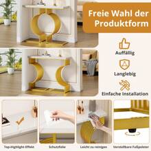 100*30*80cm moderner schlichter weißer Hochglanz-Couchtisch, kleiner Beistelltisch für das Wohnzimmer, Konsolentisch, goldener Fuß, zwei Aufstellmöglichkeiten