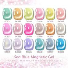 Mtssii 18 Colors 7ml Moonlight Crystal Cat Magnetic Gel Nail Polish Set With Magnetic Stick, Holographic Glitter UV Gel Sparkle Crystal Color For Nail Salon DIY At Home