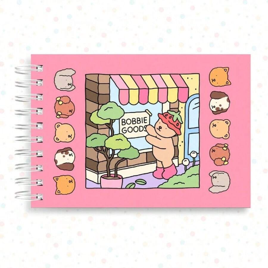 Libro para colorear con tapa dura brillante tamaño A5 "Poppy Gutz", ideal para entrenamiento de color, gatitos, cachorros y osos de peluche, cuaderno espiral.