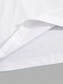 Men's Minimalist Black Deadpool Head Logo Graphic Round Neck Short Sleeve White T-Shirt, Summer - 白色 - 查看 4