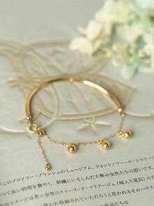 1件纪念毕业季半缝饰品扣圆线钢球流苏手链多种款式女士时尚星星月亮铃铛手链生日礼物饰品 - 金色 - 查看 2