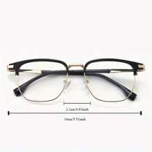 Women's Half-Frame Old Fashion Glasses UV Reading Glasses  Light Computer Reader Men's Fashion Plane Light Glasses Protective Transparent Lenses