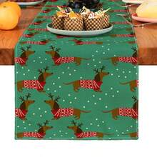 1pc Christmas Tree & Snowflake Leaf Print Table Runner, Holiday/Party/Birthday/Dinner Table Decor, Suitable For Festival, Kitchen, Dining Room, Home Decoration, All Seasons - Multicolor - View 25