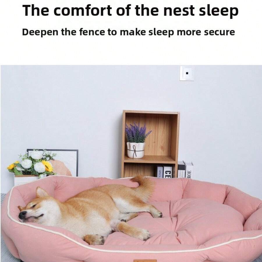 1pc Pet Sofa Bed, Washable Orthopedic Spine Protection Cat/Dog Bed, Thick Warm Deep Sleep Pad, Odor-Resistant Anti-Slip, Suitable For Small/Medium/Large Dogs & Cats, All Seasons, Multi-Color, Soft Pet Bed Mattress & Sofa 2-In-1 Easy To Clean - Pink - View 1