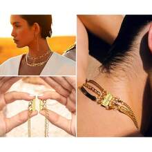 DDG Layering Necklace Clasp,18 K Gold And Silver Separator For Stackable Necklaces Accessories Women/Buckles - 三金 - 查看 6