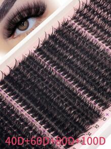 Fluffy Lashes Clusters 390/340pcs Individual Lashes Cluster Eyelash Extensions,40D+60D+80D+100D/80D+100D+120D+160D 4 Styles Mix Tray 5D Fluffy Lash Clusters Thick Cluster Eyelashes Extensions Individual Lashes Faux Mink Eyelash Clusters D/CC/DD Curl 10-18MM Mix Lash Extension Dramatic Eyelash Extensions Eyelashes Clusters.Wedding Bride Makeup Tools