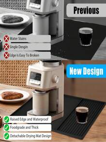 2-In-1 Silicone Coffee Mat With Raised Edges, Size 59.94x39.88cm, Designed To Protect Coffee Bar Countertops. Suitable For Coffee Machines, Espresso Machines And Saucer-Shaped Drying Mats, With Non-Slip Design And Removable Absorbent Pads, Easy To Clean, Coffee Bar Accessories Back To School