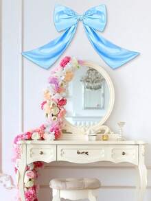 Guirnalda con gran lazo de cinta, guirnalda decorativa con gran lazo pomposo para colgar en pared como decoración para fiesta de soltera, cumpleaños, baby shower, boda, despedida de soltera