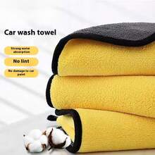 1pc Extra Large Microfiber Car Wash Towel, Absorbent, Non-Shedding, Scratch-Free For Automotive Glass And Surface Cleaning - Multicolor - View 1