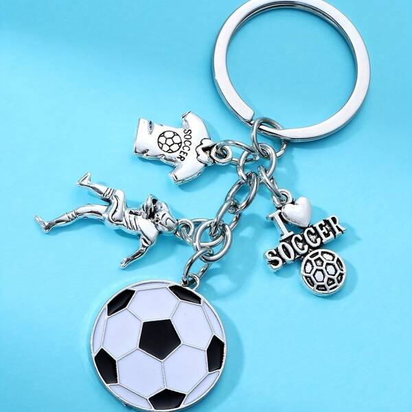 1 peça chaveiro de decoração de bola de futebol masculino, presente para namorado, festa, formatura, estudantes, jovens, cor prata, escola