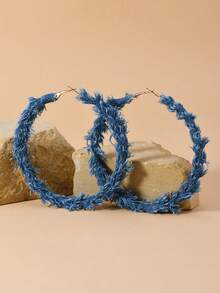 1 Pair Fashionable Casual Western Cowboy C-Shaped Hoop Round Exaggerate Earrings