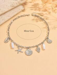 1 chiếc vòng cổ mặt dây chuyền bạc hình con ngựa, vỏ sò, ngọc trai giả thời trang dành cho nữ, trang sức theo chủ đề đại dương thích hợp để đeo hàng ngày, du lịch bãi biển, lễ hội âm nhạc, tiệc tùng, quà tặng ngày lễ - Nhiều màu - Xem 5