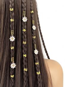45 piezas de Pinzas para el cabello con flores de margarita de aleación, pasadores decorativos de estilo punk y hip hop Y2K, accesorios y anillos para el cabello para regalo, fiestas y uso diario