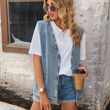 Damen Jeans Weste in Große Größen, Retro-Stil, vielseitig einsetzbar, passend für alle Jahreszeiten