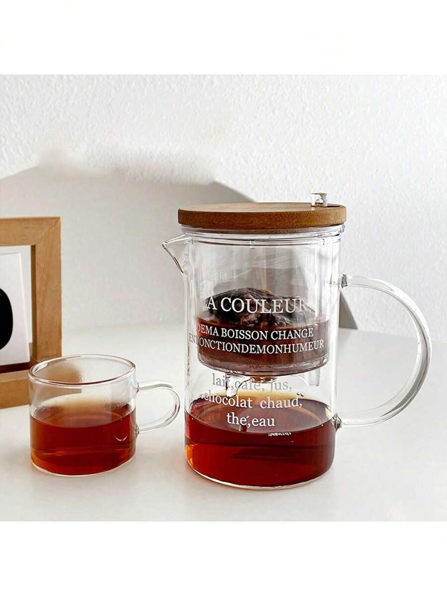 1pc Glass Tea Cup With Tea Infuser, Heat Resistant Teapot For Home & Office Use, Flower Tea Pot - Multicolor - View 1