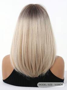 Tóc giả thẳng màu ombre vàng bạch kim 14 inch có mái, màu chuyển sắc sống động, chất tóc mềm mượt, mũ đội thoáng khí, bền lâu, sản phẩm bán chạy, lý tưởng cho sử dụng hàng ngày, đi làm và các dịp đặc biệt. Rất được khuyến khích dùng cho tóc giả nữ. - Tóc vàng ombre - Xem 6