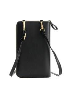 Bolsa Transversal Vertical para Celular em Couro PU com Decoração de Botão e Slots para Cartões, Bolsa para Celular com Design Aberto, Adequada para Telefone, Dinheiro, Moedas, Cartões, para Mulheres, Carteira, Bolsa