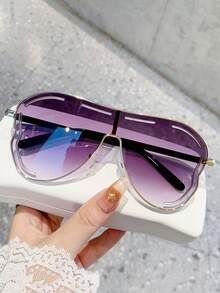 1 件装金属时尚眼镜蝴蝶形镂空镜片个性化百搭时尚女士眼镜 - 金色 - 查看 2