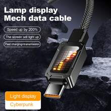Cable USB Tipo C a USB C de 100W con luz LED que fluye, admite carga ultra rápida con chip Emarker, cable de datos trenzado de carga rápida PD compatible con Galaxy S25, S22, Mate40 Pro, 15 16 Pro Max Pro