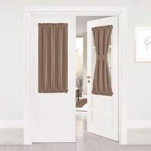 Local Warehouse- Door Curtain Panel, Grey French Door Curtains Blackout Thermal Insulated Curtain Sidelight Privacy For Window/Living Room/Doorways/Classroom (25W By 72L Inches, 1 Panel) - 卡布奇諾 - 查看 9