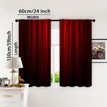 2pcs Elegant Red Gradient Sheer Curtains - Rod Pocket Design, Light-Filtering Polyester Fabric, Easy To Clean, Perfect For Bedroom & Living Room Decor, Room Decor Curtains Elegant Home Decor Lightfiltering Curtains, Curtains For Living Roo