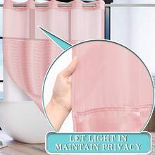 Wide Hotel Fabric Shower Curtain With Snap In Liner 108" X 74" For Bathroom Machine Washable Waterproof Repellent Shower Curtain (White 108" (W) X 74"(H)) - 格紋粉紅色 - 查看 2