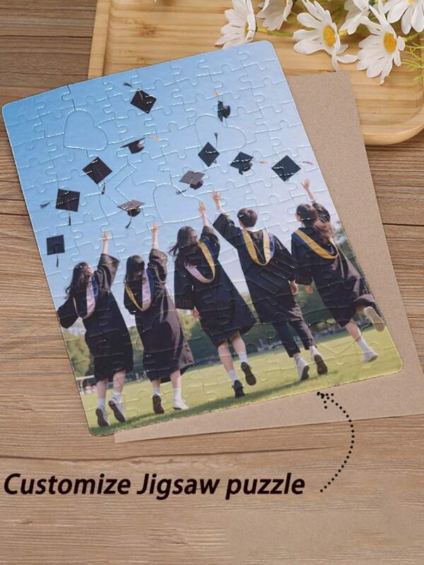 1pc Customizable DIY Wooden Board Puzzle, Handmade DIY Jigsaw Puzzle, Suitable As Personalized Gift For Graduation, Valentine's Day, Students, Home Desktop Decor, Parents, Made Of Wood Material, Custom Puzzle, Dorm Room DIY