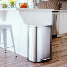 Large Rectangular Stainless Steel Trash Can Soft Close Foot Pedal Kitchen Waste