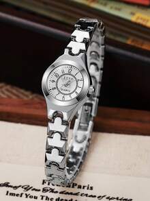 1 件简约钻石图案混合水钻表盘钢带石英表，适合生日、万圣节、年终促销、光棍节礼物 - 彩色 - 查看 14