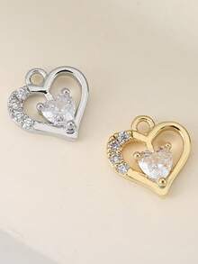 3件套DIY吊坠，心形锆石吊坠，精致百搭，铜镶嵌锆石，18K镀金和镀银可选 - DIY愛心配件 - 查看 7