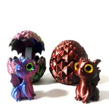 Mini huevo de escamas de dragón de dibujos animados lindos (con un mini dragón volador en el interior) - Decoración única para el hogar, decoración de automóviles, adecuada para Pascua, Halloween, Navidad, Día del Padre, Día de la Madre, decoración de regalos, decoración de habitaciones, animales impresos en 3D (los estilos de los ojos son aleatorios)