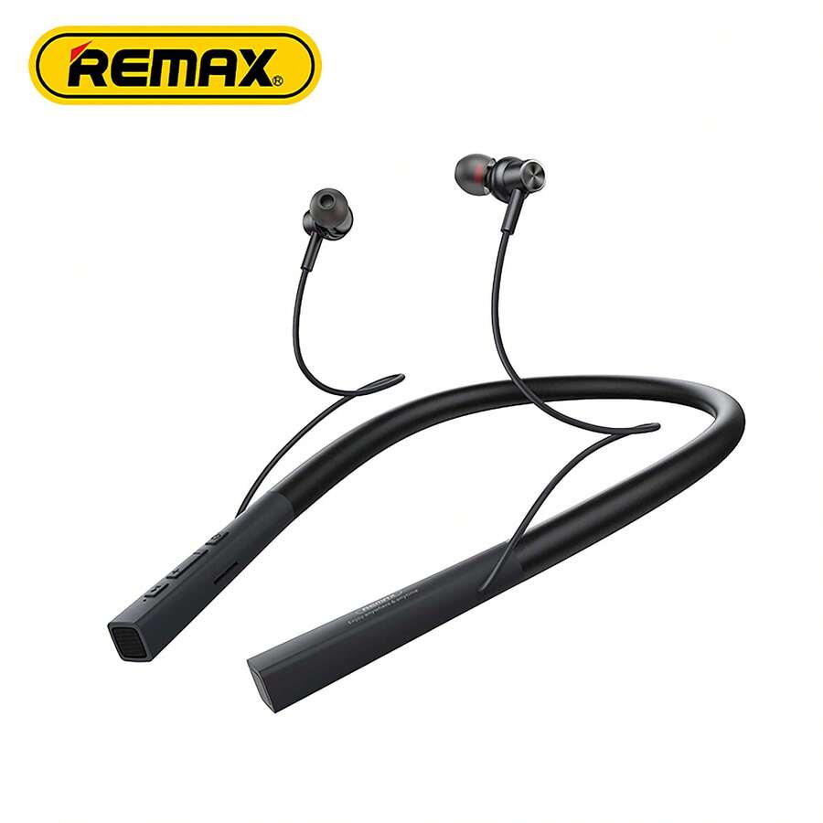 REMAX Newest Sport Earphones Wireless, Support TF Card, Neckband Headphone, Bluetooth, Waterproof/Compact, For Sport, Running, Workout, Driver, 20H Play Time, Black - RB-S1 màu đen - Xem 1