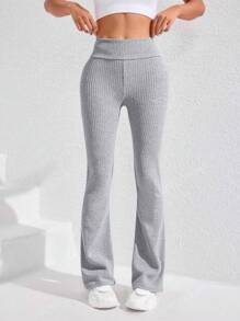 High Waisted Ribbed Flare Yoga Workout Pants, Suitable For Casual, Date Nights, Holidays, Daily Wear, Singles Party, Gym & Fitness, Autumn/Winter