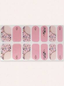 3D Floral Pink Nail Art Stickers, DIY Nail Jewelry, Faux Crystal Nail Decals - Baby Pink - View 2